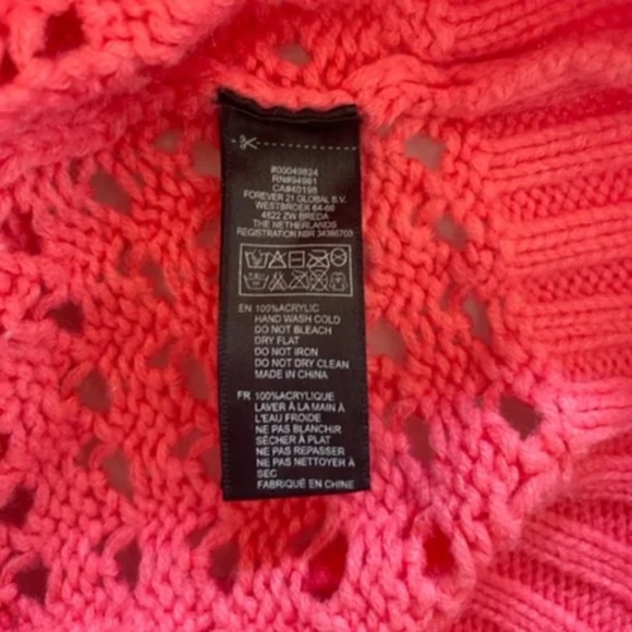 Forever 21 | Neon Pink Crochet Knit Pullover Sweater, Size S - Picture 6 of 6